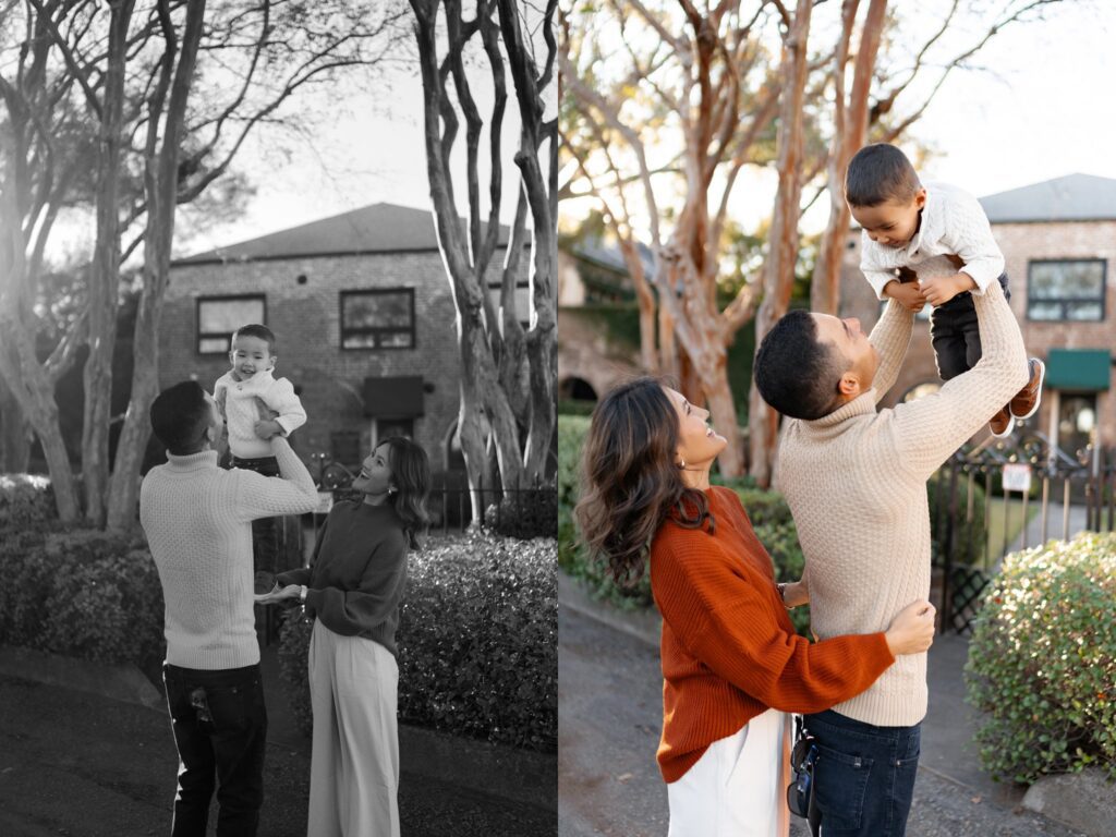 A man and woman holding a baby, beautifully captured by a photographer in Charleston, SC.